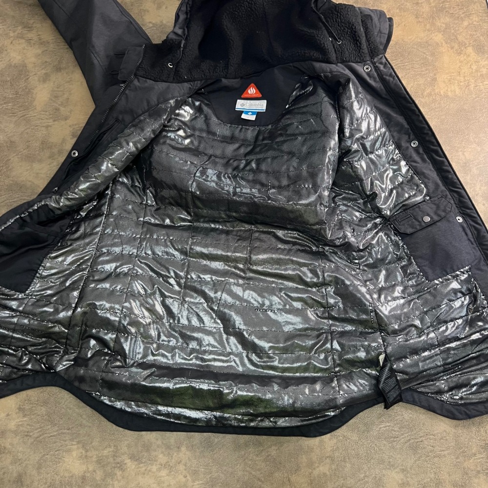 Columbia Omni-Heat Hooded Parka Jacket Womens Small Gray Belted Insulated Coat - Picture 7 of 10